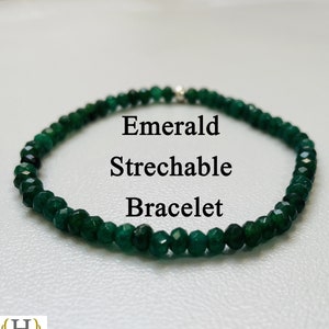 Smaragdperlen Dehnbares Armband Facettierte Perlen Edelstein Armband, wunderschönes dehnbares Perlenarmband, Geschenk für Mädchen und Frauen
