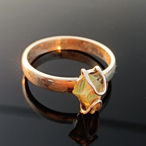Ethiopian Opal Raw Materials Ring in 925 Silver - Unique Rough Gemstone Jewelry