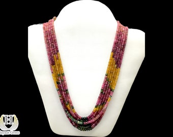 Natural Tourmaline Faceted Beaded Necklace Multi Color Tourmaline Gemstone beads, Multi Tourmaline 1-5 Lines Strand Necklace Gift for Her