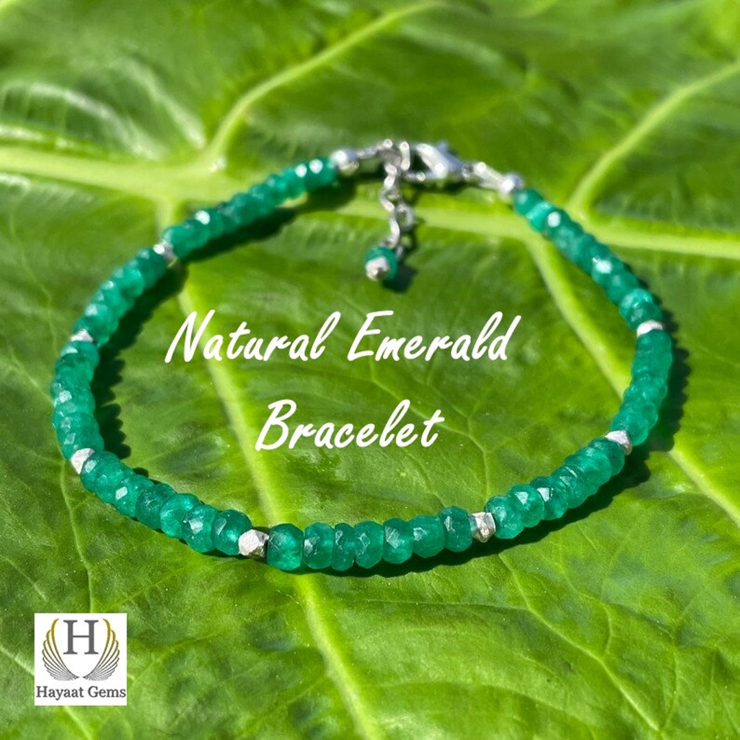 Gift of Nature's Beauty: Genuine Zambian Emerald Bracelet - Etsy