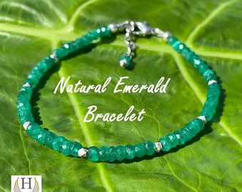 Gift of Nature's Beauty: Genuine Zambian Emerald Bracelet
