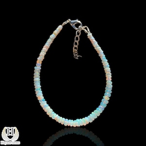 White Ethiopian Opal Beads Bracelet: Multi Fire Gemstone Jewelry