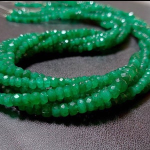 Emerald Micro Cut Faceted Beads Genuine Emerald Zambia Beads 4.5 MM Size Beads, Green Gemstone Beads, 2-30” Inch Long Strings