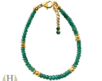 Zambian Emerald Beaded Bracelet Faceted Beads Beautiful Bracelet For Boys and Girls, Gift Bracelet, Unisex Bracelet Gift for Her