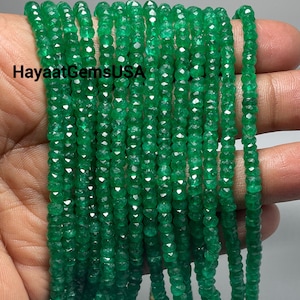 Top Quality Emerald Faceted Beads Genuine Emerald Beads Faceted Loose Drilled Beads, Green Gemstone Beads, 2"-30" inch Strings