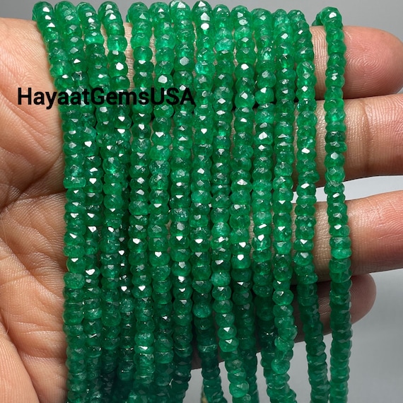 Faceted emerald beads deals