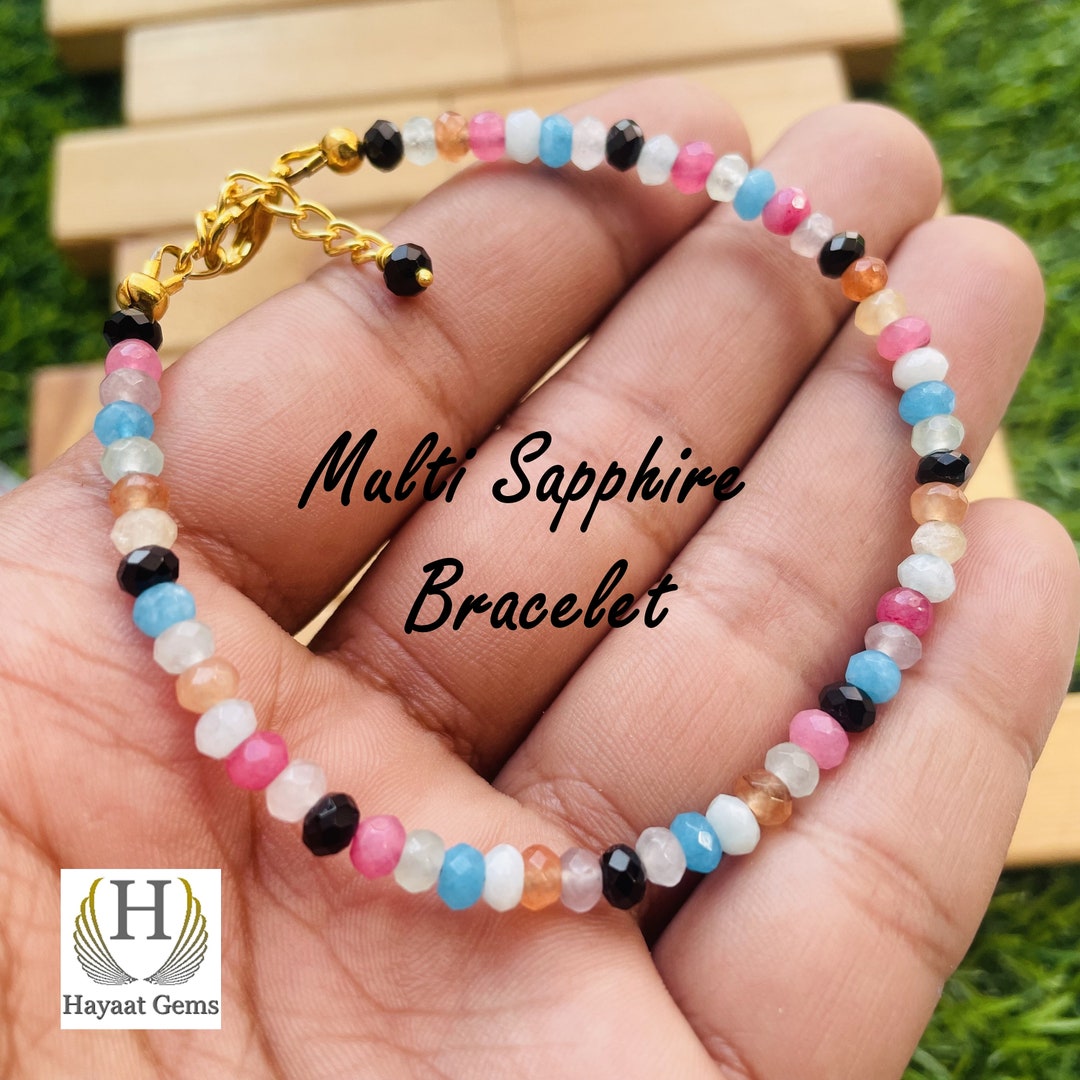 Multi Gemstone Beads Bracelet Handmade Men Women Beaded Bracelet