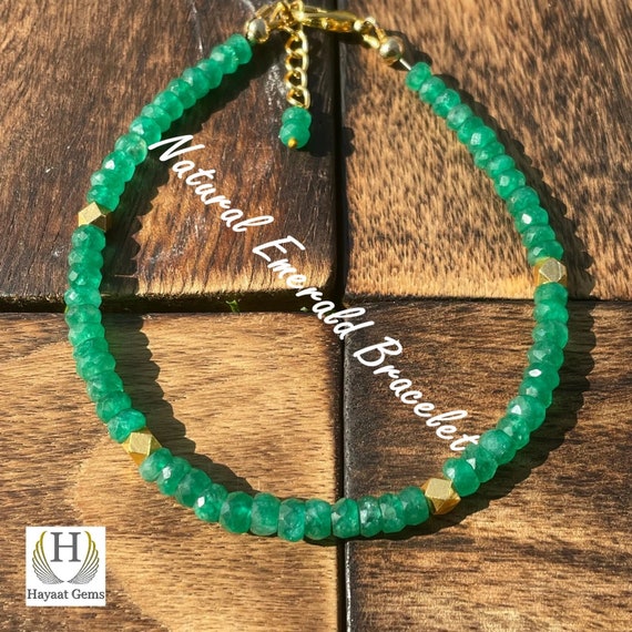 Raw Emerald Bracelet Crystal Bracelet May Birthstone Bracelet Rough Emerald Natural Jewelry Adjustable Bracelets for Women Etsy