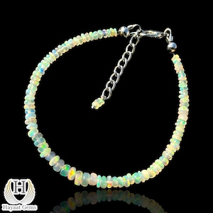 Golden Ethiopian Opal Bracelet: Natural Multi Fire Smooth Beads