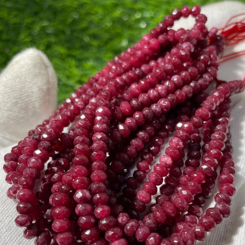 Ruby Beads String for Jewelry Rondelle Shape Loose Blood Red Loose ...