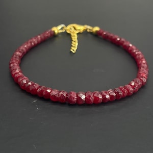 Genuine Ruby Bracelet, Faceted Natural Gemstone, July Birthstone Jewelry