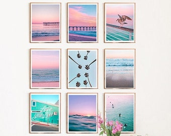 College Dorm Decor Print Set of 9 Malibu Beach California