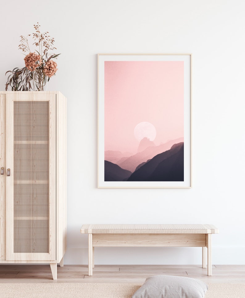 Pink Mountain Wall Art Rustic Wall Decor Printable Wall Art Etsy