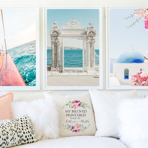 College Dorm Decor Mamma Mia Set of 3 Santorini Greece Prints