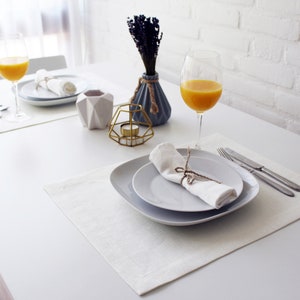 Set of 2 Linen Placemats, White Table Decor, Dining Tablecloth