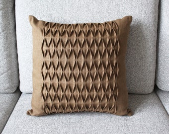 Decorative linen pillow cover, brown sofa cushion cover, eco-friendly home decor