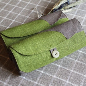 Linen Shopping Bag, Natural Linen Tote Bag In Gray/Green, Foldaway Bag, Ecological bag image 2