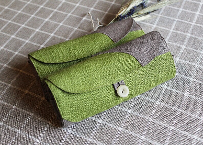 Linen Shopping Bag, Natural Linen Tote Bag In Gray/Green, Foldaway Bag, Ecological bag image 2