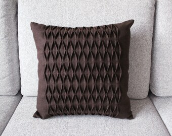 Decorative linen pillow cover, brown sofa cushion cover, eco-friendly home decor