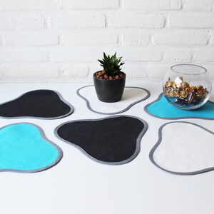 Set of 6 Linen Placemats, Coffee Coasters, Handmade Table Decor, Triangle Linen Placemats