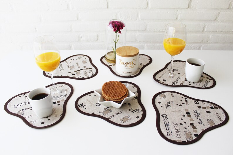 Set of 6 Linen Placemats, Coffee Table Coasters, Handmade Table Decor, Eco-friendly image 1