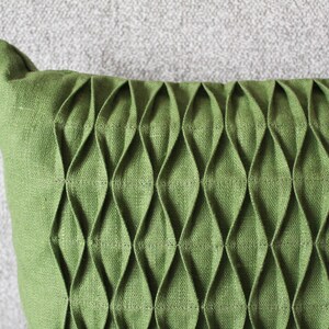 Deko Leinen Kissenbezug, grüne Sofa Kissenhülle, umweltfreundliches Wohndekor Bild 2