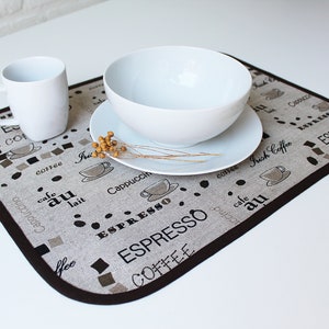 Set of 4 Linen Cotton Placemats, Handmade Table Decor, Coffee Design Table