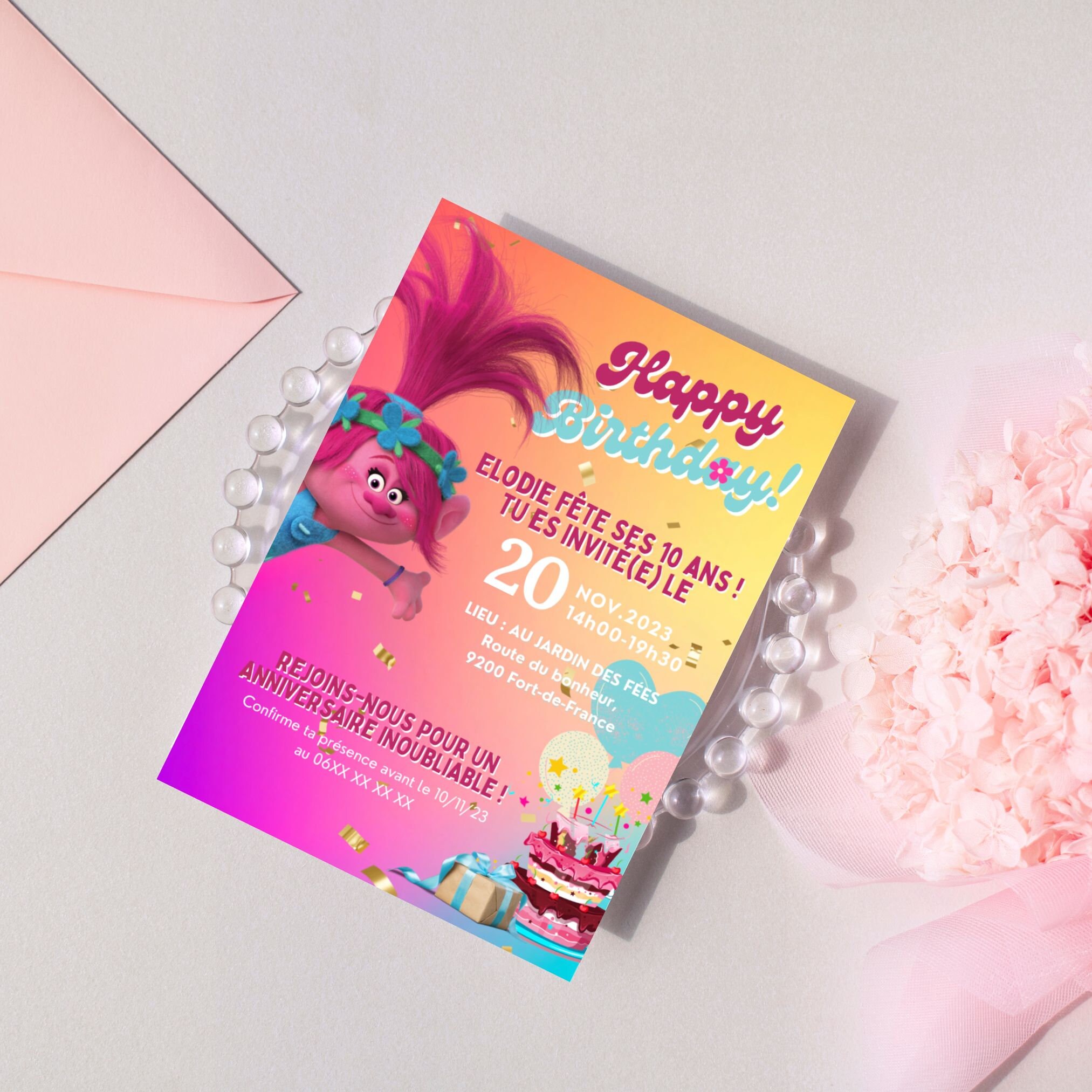 Poppy the Trolls Birthday Card Template / Birthday Card the Trolls