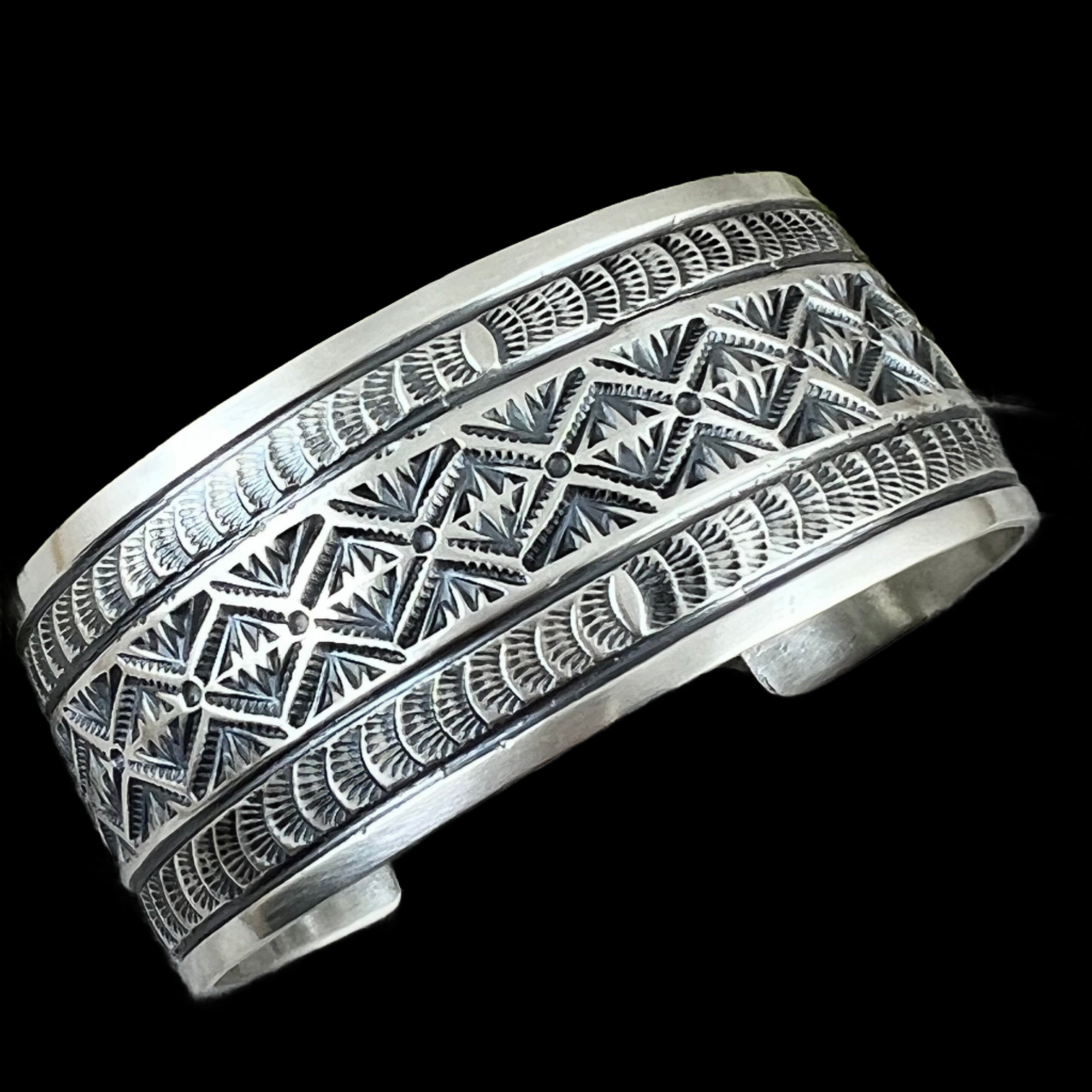 Groovy Leaf Big Vintage Native American Navajo Turquoise Sterling Silver Bracelet Cuff Groovy Leaf Big Vintage Native American Navajo Turquoise Sterling Silver Bracelet Cuff