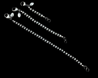 Sterling silver oxidized 4mm Bead extension Chain, Necklacer Extender, Southwest Pearls