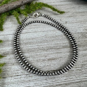 3mm sterling silver oxidized southwest pearls necklace choker image 6