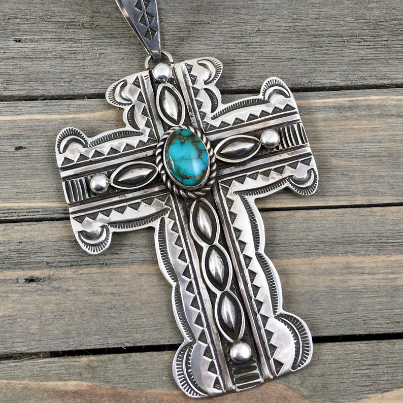 Alex Sanchez Green Royston Turquoise Extra Large Cross Pendant - Extra Large Turquoise Pendant Alex Sanchez Green Royston Turquoise Extra Large Cross Pendant - Extra Large Turquoise Pendant
