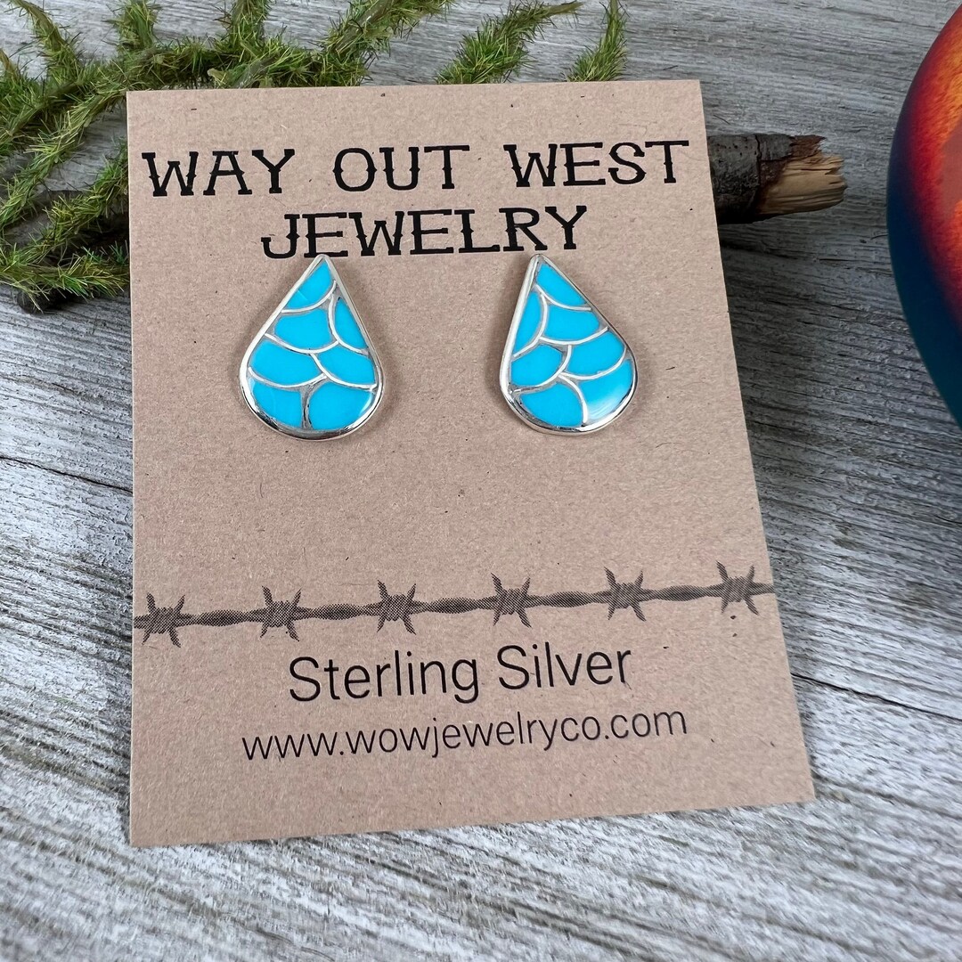 Zuni Turquoise Bar Stud Earrings