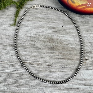 3mm sterling silver oxidized southwest pearls necklace choker image 3