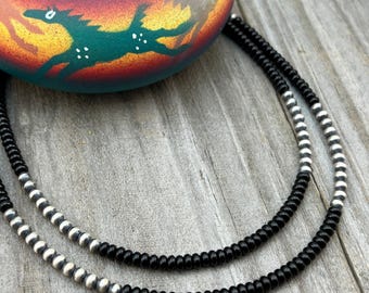 ナバホパール オニキス モハベターコイズ ペンダントネックレス