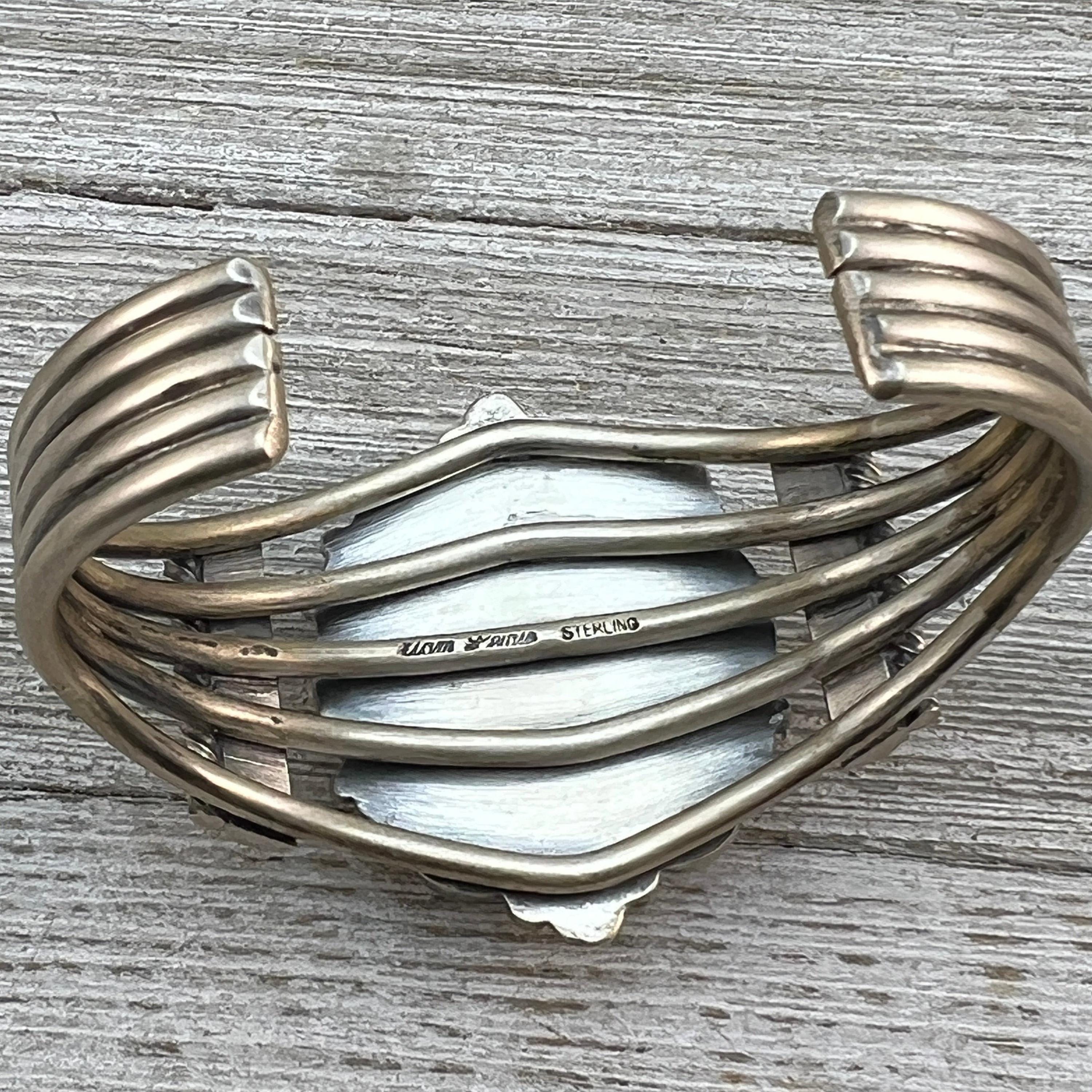 6.5インチ キングマン スパイダーウェブ ターコイズ カフブレスレット