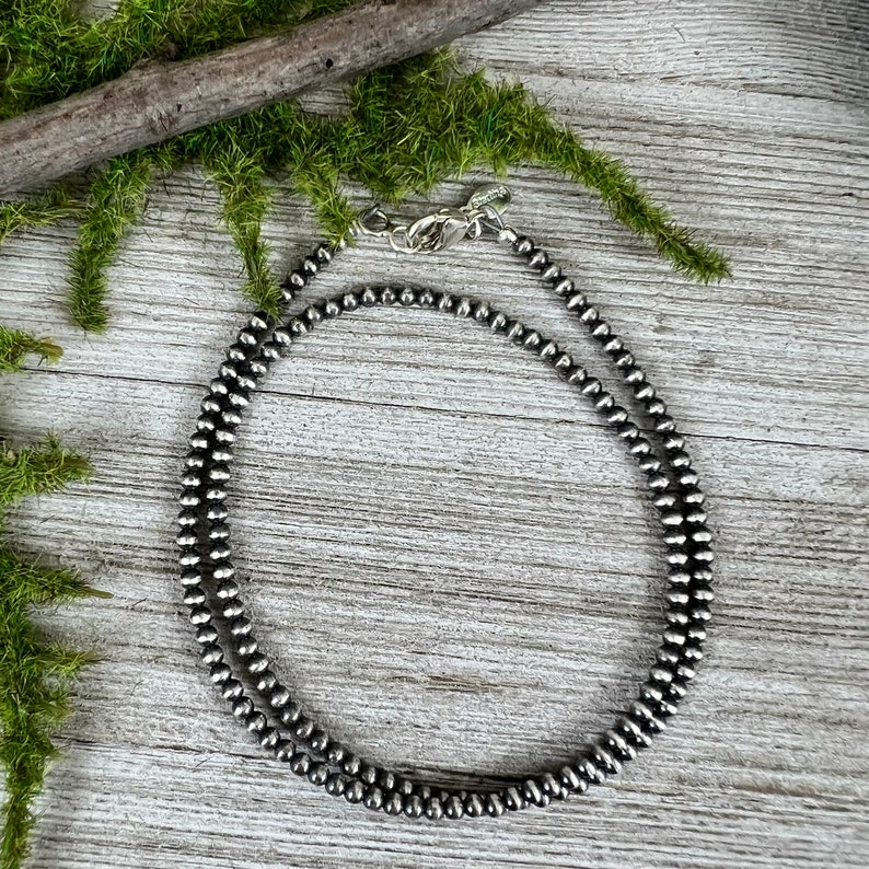 3mm sterling silver oxidized southwest pearls necklace choker image 4