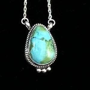 18 1/2&quot; Sonoran Gold Turquoise Sterling silver Necklace Navajo handmade Sharon McCarthy