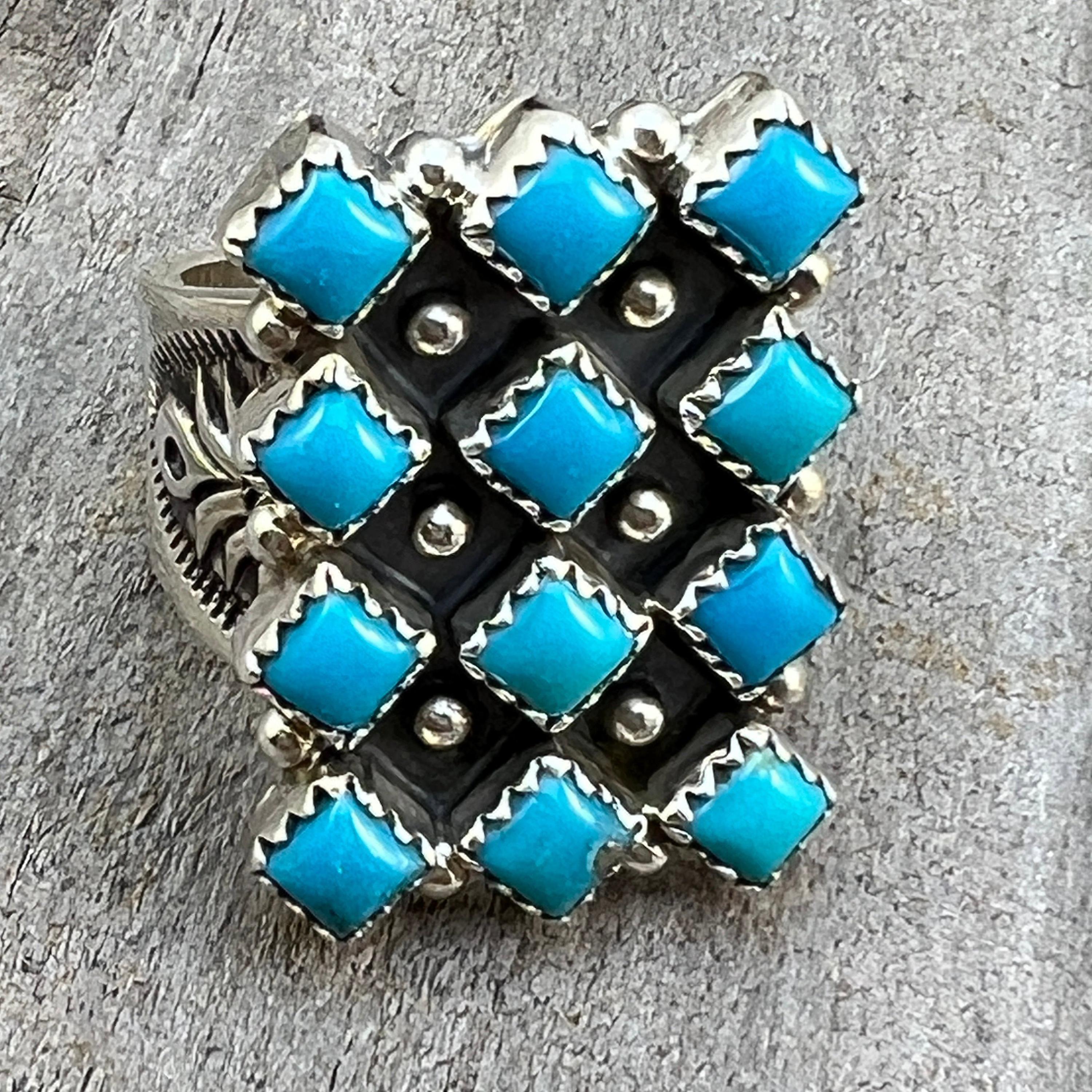 サイズ9 ブルー キングマン ターコイズ リング スターリングシルバー