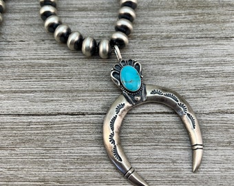 Naja-ketting, 26&quot;, handgemaakte Navajo-ketting van 12 mm met kralen, Jan Mariano, gesigneerd, sterlingzilver, gesigneerd door kunstenaar