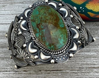 6.5インチ キングマン スパイダーウェブ ターコイズ カフブレスレット