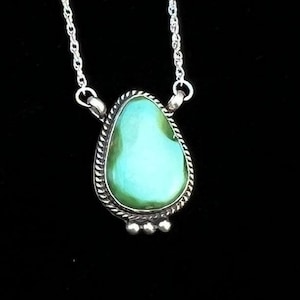 18 1/2&quot; Sonoran Gold Turquoise Sterling silver Necklace Navajo handmade Sharon McCarthy