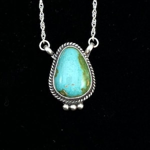 18 1/2&quot; Sonoran Gold Turquoise Sterling silver Necklace Navajo handmade Sharon McCarthy