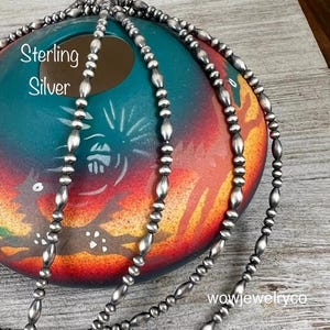 Solid 925 sterling silver, small melon bead necklace, oxidized Western pearls torpedo beads
