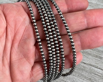 3mm Sterling Silber oxidierte Perlen Halskette Choker