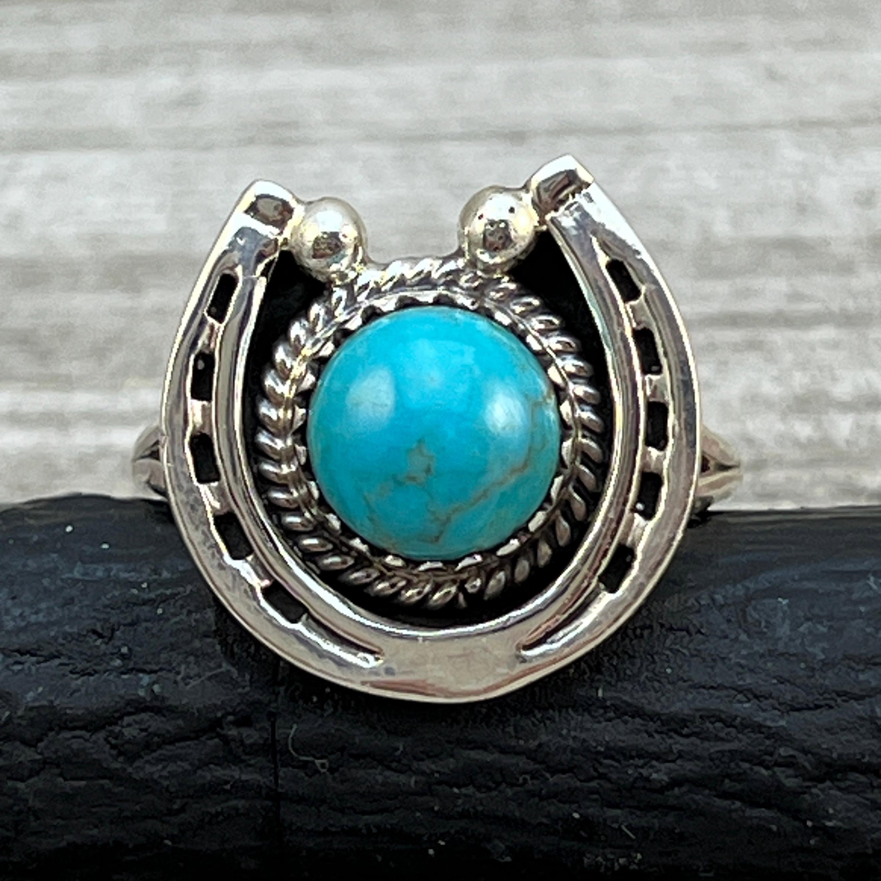 サイズ8 カンピトス ターコイズ スターリングシルバー ホースシュー