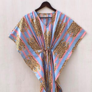 Hand Block Print Cotton Kaftan: Bohemian Beach Cover-Up