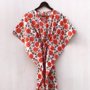 Cotton Kaftan Indian Floral Kaftan Long Caftan Dress For to be Moms Beach Cover up Sleepwear Indian Kaftan  Dress Bikini Cover Up Caftan