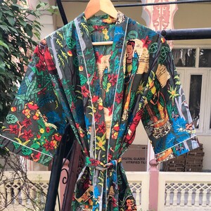 Longue frida khalo coton imprimé kimono Design Boho Boho vêtements de nuit Robes de bain vêtements de nuit robe de chambre plage Bikini été image 1