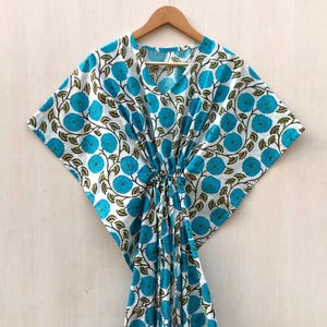 Cotton Kaftan, Indian Floral Kaftan, Long Caftan,Dress For to be Moms, Beach Cover up, Sleepwear, Indian Kaftan, Maxi Dress, Bikini Cover Up